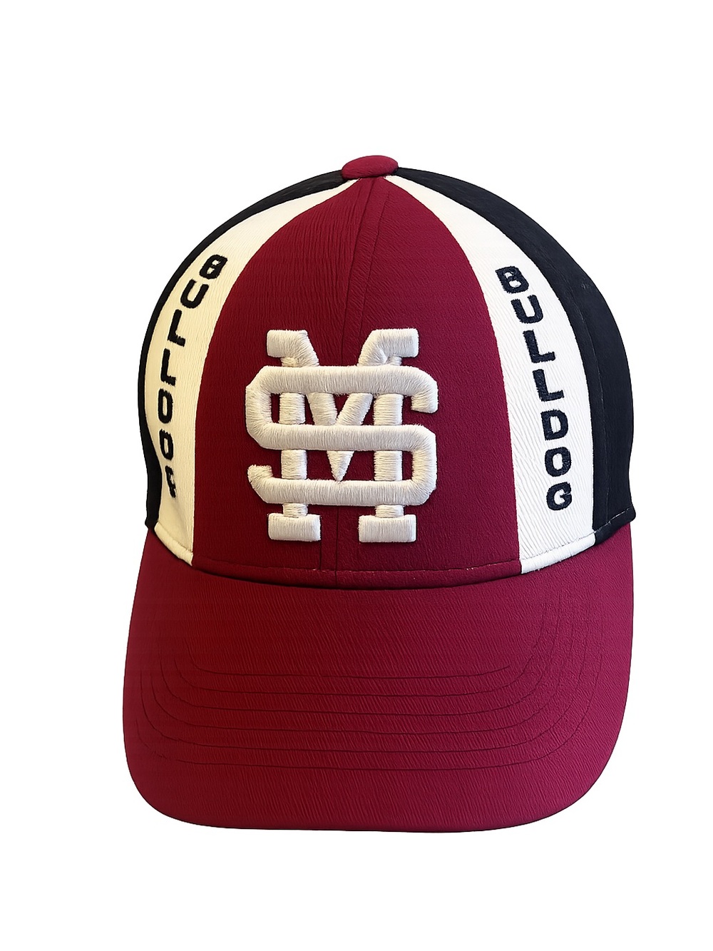 Maroon, White & Black Bulldogs Panel Baseball Cap